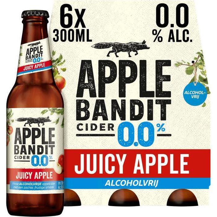 Apple Bandit Cider Juicy Apple 0.0% Fles 6 x 30 cl (Set, 6 × 30cl)