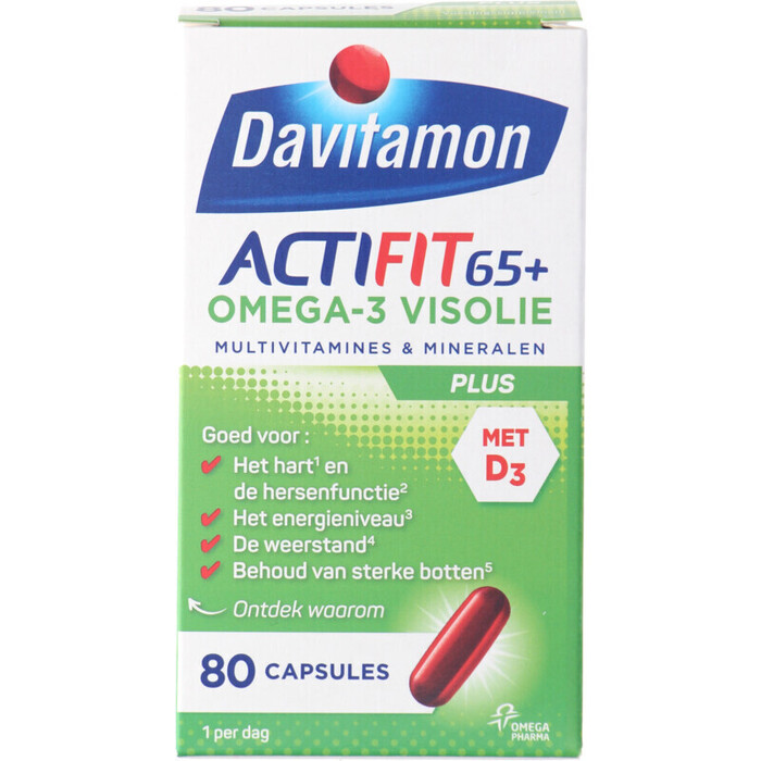 Davitamon Actifit 65+ Omega-3 Visolie Plus 80 Capsules (89g)