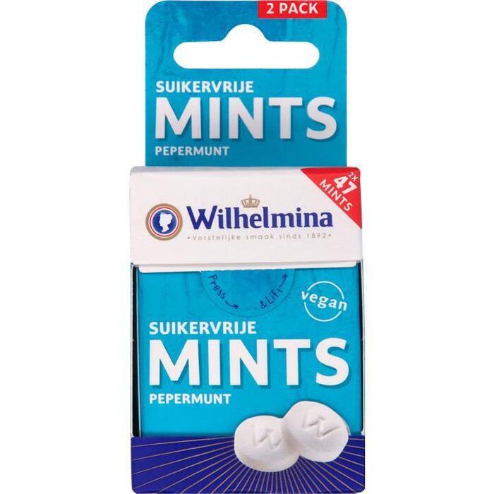 Wilhelmina Mints Pepermunt Suikervrij 2x30g (60g)