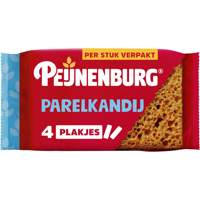 Peijnenburg ontbijtkoek parelkandij per stuk verpakt 4 x 36 g (4 × 36g)