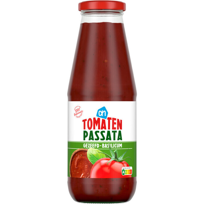 AH Tomaten passata gezeefd basilicum (690g)