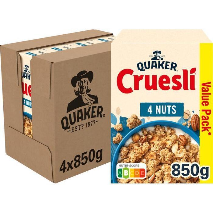Quaker Cruesli 4 Noten Voordeelverpakking 4 x 850gr (850g)