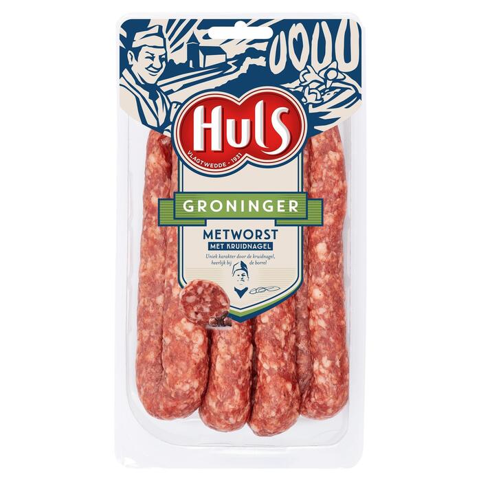 Huls Groninger metworst 4 stuks (95g)