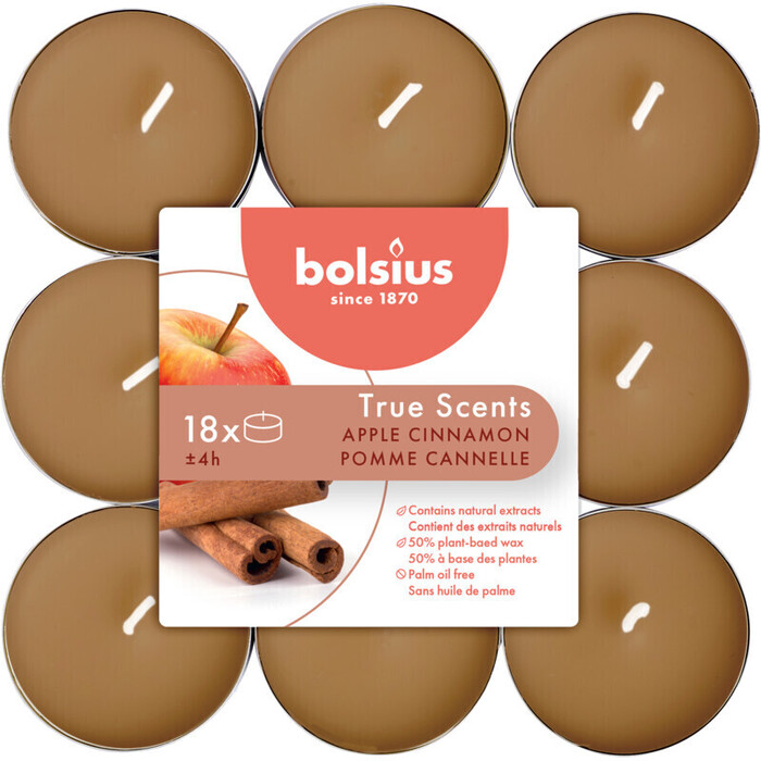 Bolsius Theelichten apple cinnamon 18 stuks