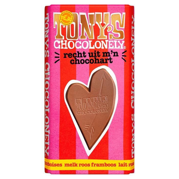 Tony's Chocolonely Gifting liefde Melk Roos Framboos (180g)