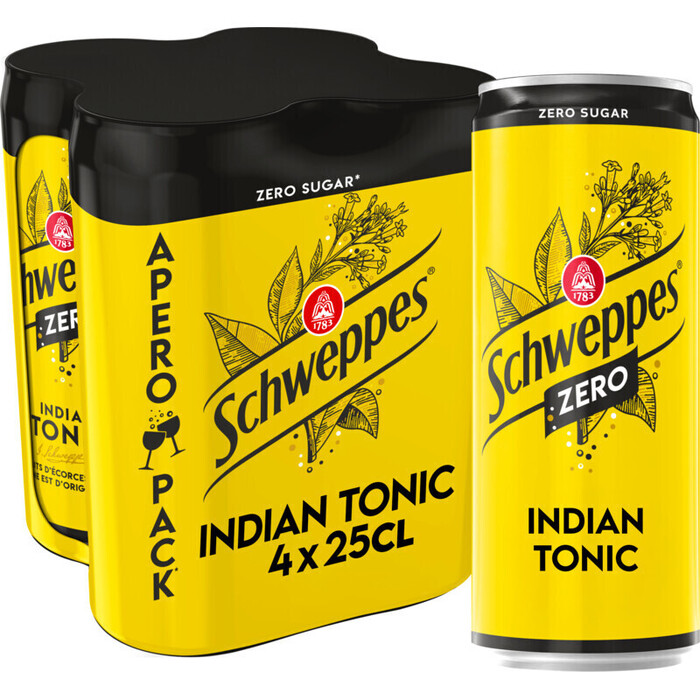 Schweppes Indian tonic zero 4-pack (1L)