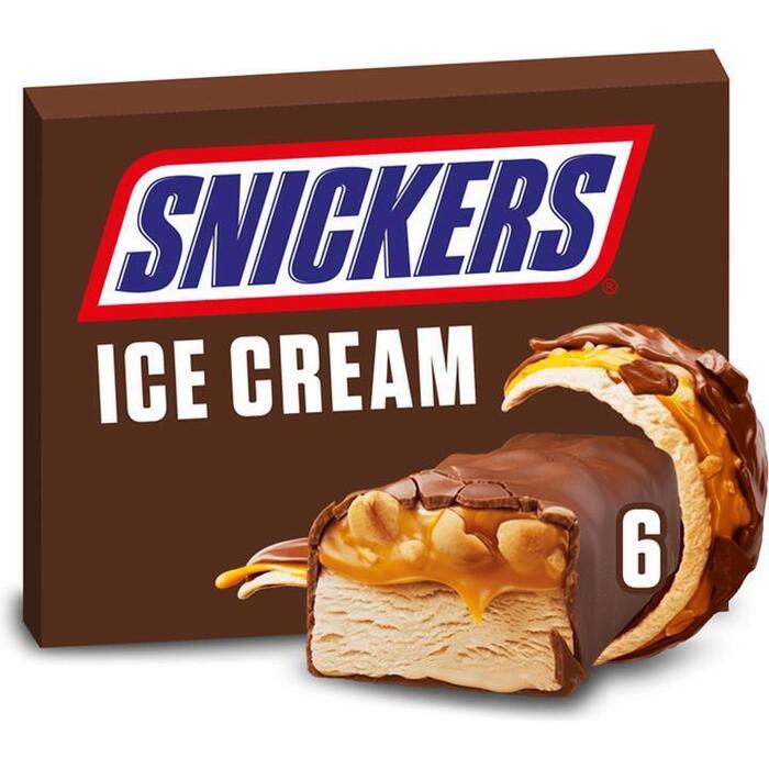 Snickers chocolade roomijs 6 Stuks (doos, 6 × 50.3ml)