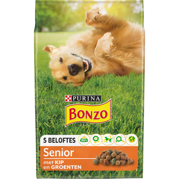 Bonzo Menubrokken senior kip hondenvoer droog (Zak, 3kg)