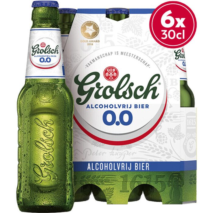 Grolsch 0.0%, Fles, 30 cl (Fles, 6 × 30cl)