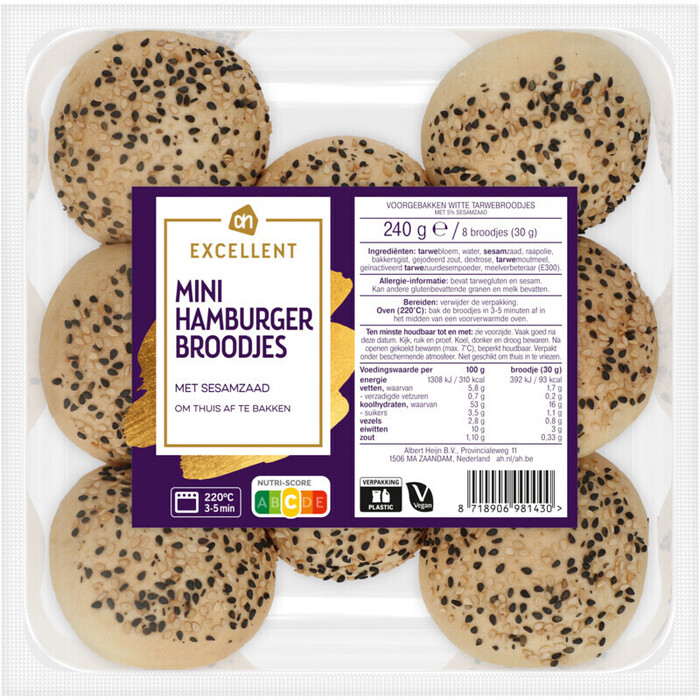 AH Excellent Mini hamburger broodjes (240g)