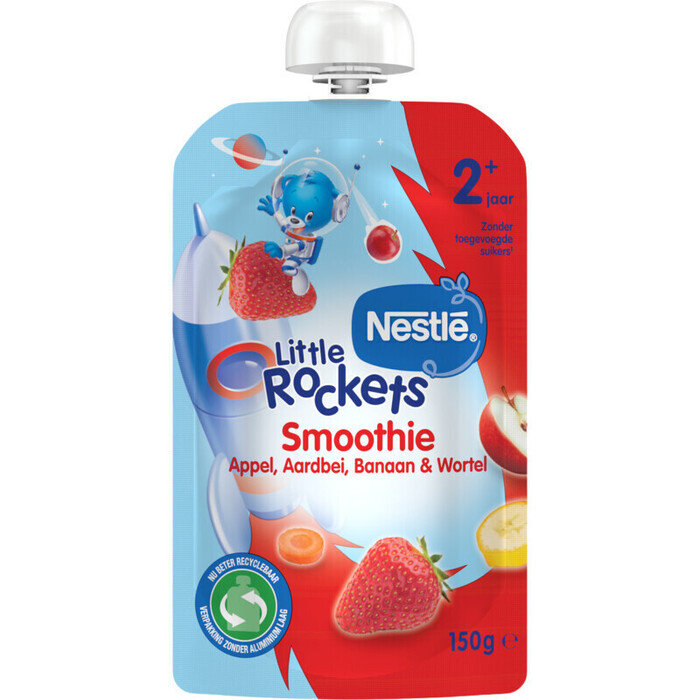 Nestlé Little Rockets Smoothie Appel, Aardbei, Banaan & Wortel 2+ Jaar 150g (150g)