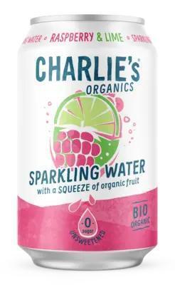 Charlie's Organics Framboos & Limoen Bruisend Water & Geperst Fruit 330ml (33cl)