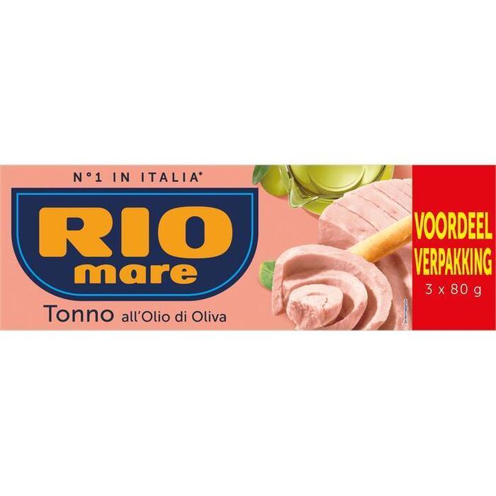 Tonijn in Olijfolie Voordeel Verpakking (blik, 3 × 80g)