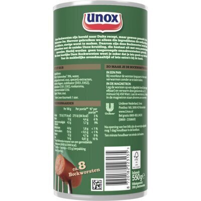Unox Worst Bockworsten 550g (Blik, 550g)