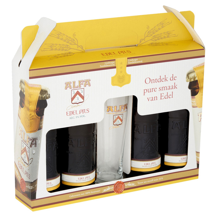 Alfa Edel Pils Pakket 4x30cl.+ glas (4 × 30cl)
