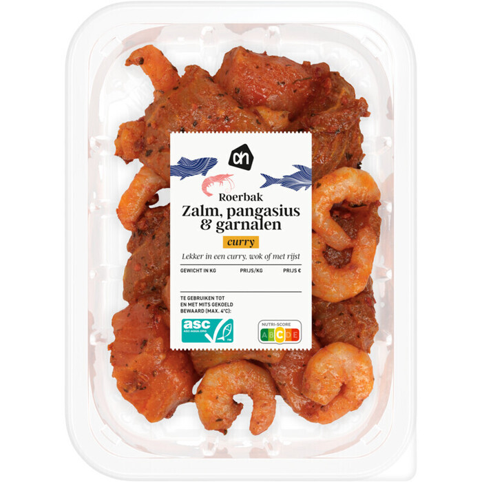 AH Roerbak zalm pangasius garnalen curry (250g)