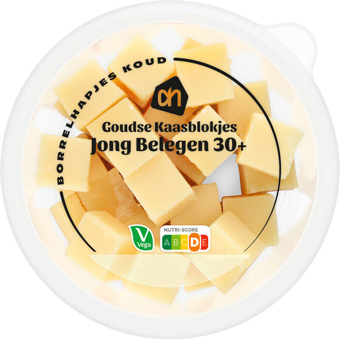 AH Kaasblokjes jong belegen 30+ (120g)