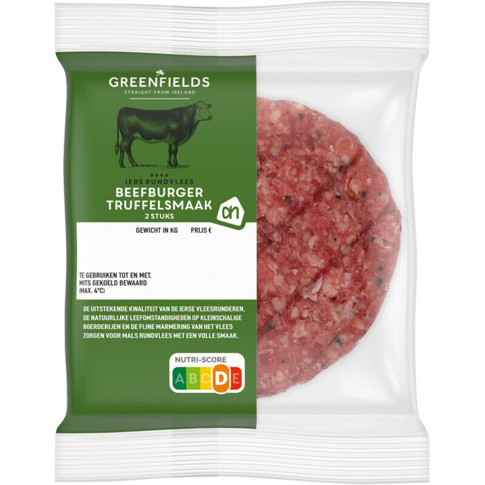 AH Greenfields Beefburger truffelsmaak 2 stuks (2 × 125g)