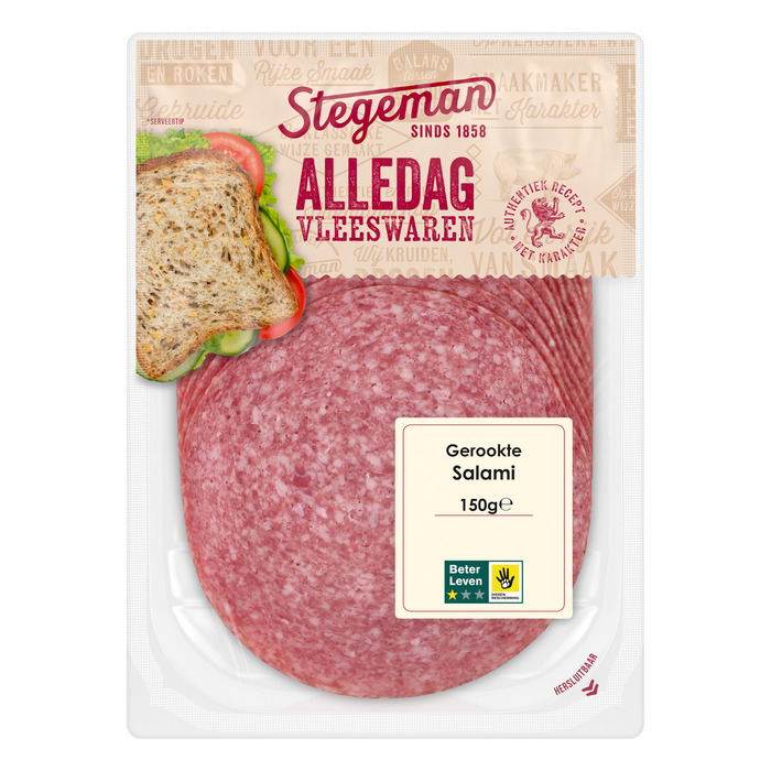 Stegeman Alledag Vleeswaren Gerookte Salami 150 g (12 × 12.5g)