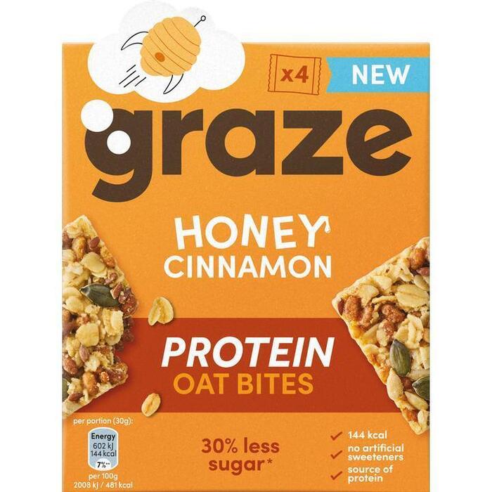 GRAZE Havermoutrepen Honey Cinnamon Protein Oat Bites 120 g (4 × 30g)