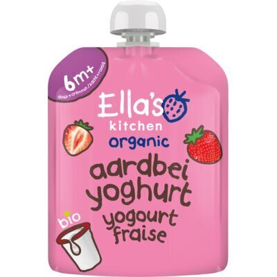 6+ Aardbei yoghurt Griekse stijl (Zak, 90g)