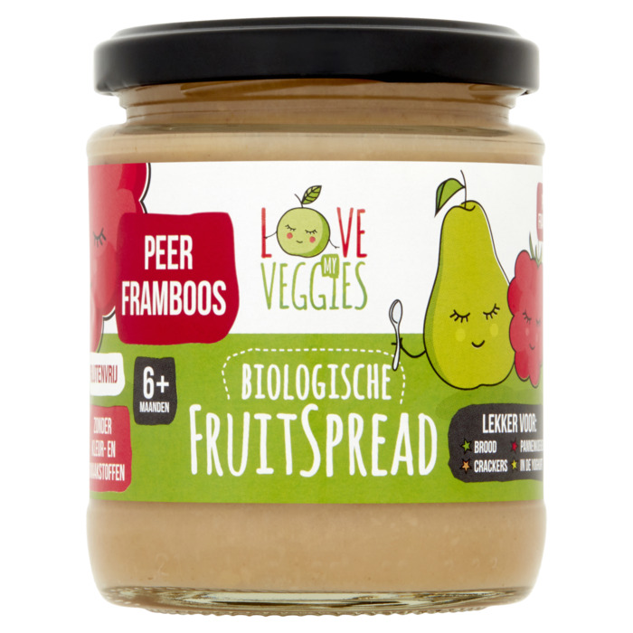 Love My Veggies Biologische Fruitspread Peer Framboos 6+ Maanden 245 g (245g)