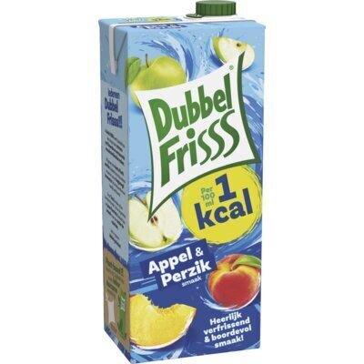 Dubbelfrisss 1Kcal appel perzik (Pak, 1.5L)