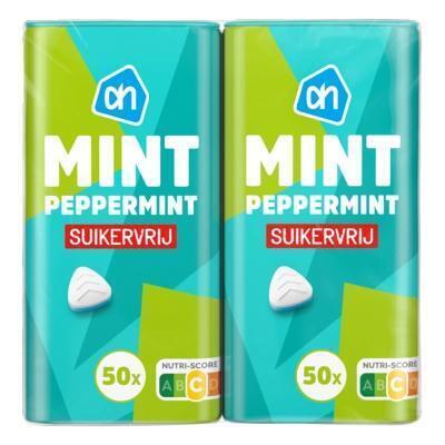 AH Mint peppermint suikervrij 2-pack (70g)