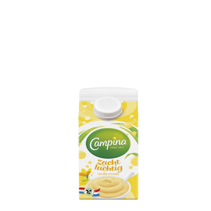 Campina Dessert Zacht en Luchtig Vanille 500ml Pak met punt (0.5L)