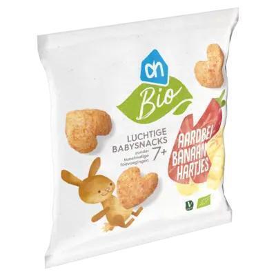 AH Biologisch Luchtige babysnacks aardbei banaan 7m+ (20g)