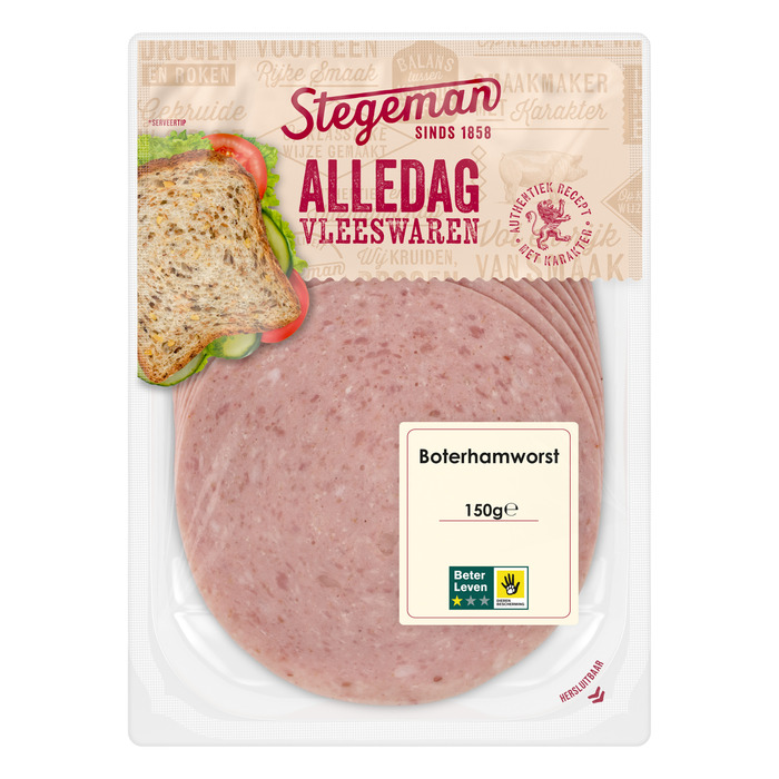 Stegeman Alledag Vleeswaren Boterhamworst 150 g (12 × 12.5g)
