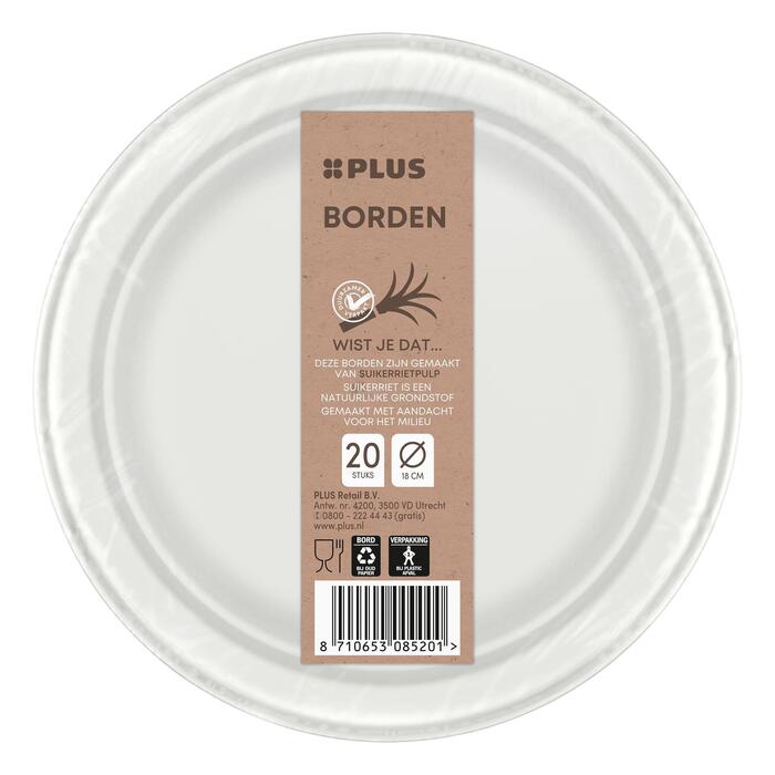 PLUS Bord rond 18cm bagasse
