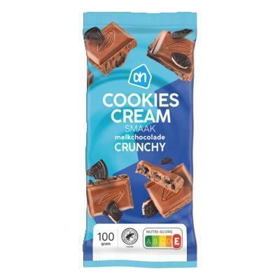 AH Cookies cream melkchocolade crunchy (100g)