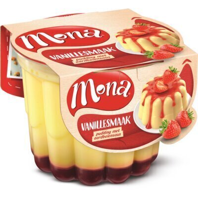 Pudding vanille/aardbeiensaus   (Stuk, 45cl)