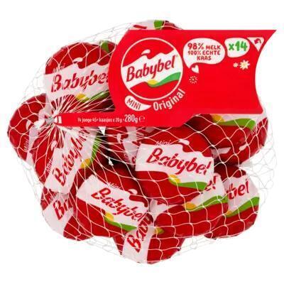 Mini Babybel Jonge 45+ kaas tussendoortje 14 x 20g (netje, 280g)