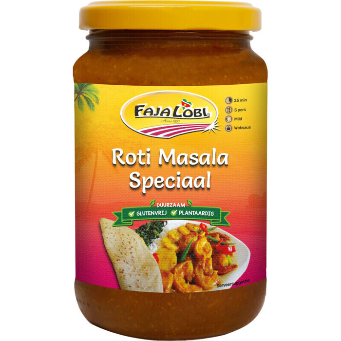 Faja Lobi Roti Masala Special Woksaus voor Kip Masala Special 360ml (Pot, 36cl)