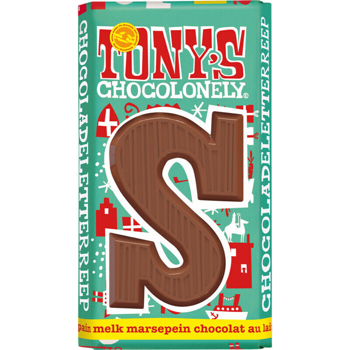 Tony's Chocolonely Letterreep Melk Marsepein S (180g)