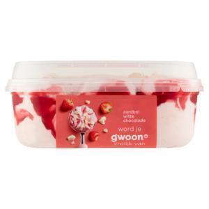 G'WOON ROOMIJS AARDBEI WITTE CHOCOLADE 900ML (0.9L)