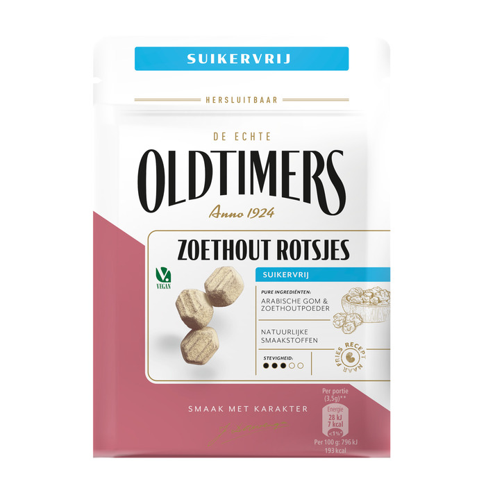 Oldtimers Zoethout rotsjes suikervrij (100g)