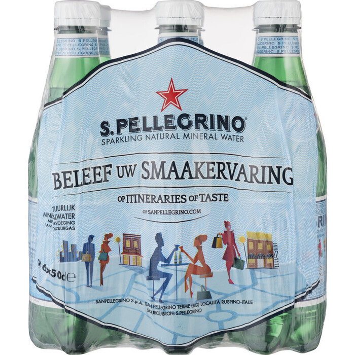 S.Pellegrino (SAN PELLEGRINO) Bruisend Natuurlijk Mineraalwater 50 cl (Fles, 6 × 0.5L)