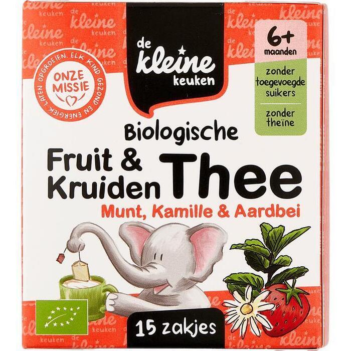 De Kleine Keuken Biologische Fruit & Kruidenthee Munt, Kamille & Aardbei 6+ Maanden 15 Zakjes 19,5 g (19.5g)
