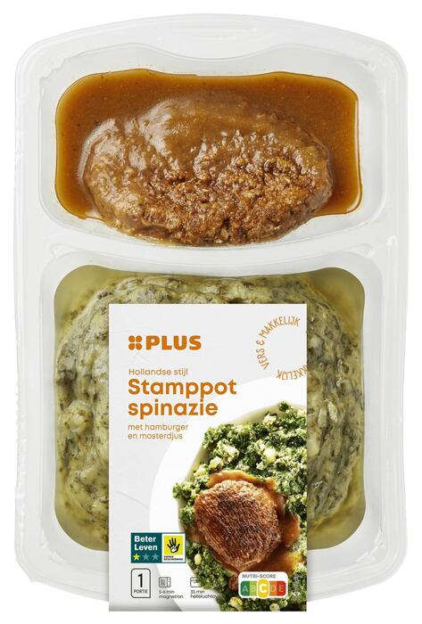 PLUS Spinazie stamppot hamburger