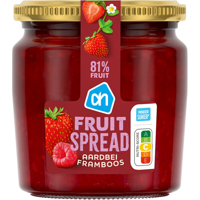 AH Fruitspread aardbei framboos (335g)