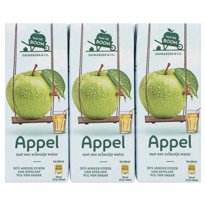 Van de Boom Appel met scheutje water 30% min suiker (6 × 200ml)