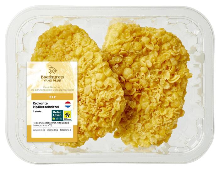 PLUS Boerentrots Krokante kipfiletschnitzels 2st (Schaal, 2 × 100g)