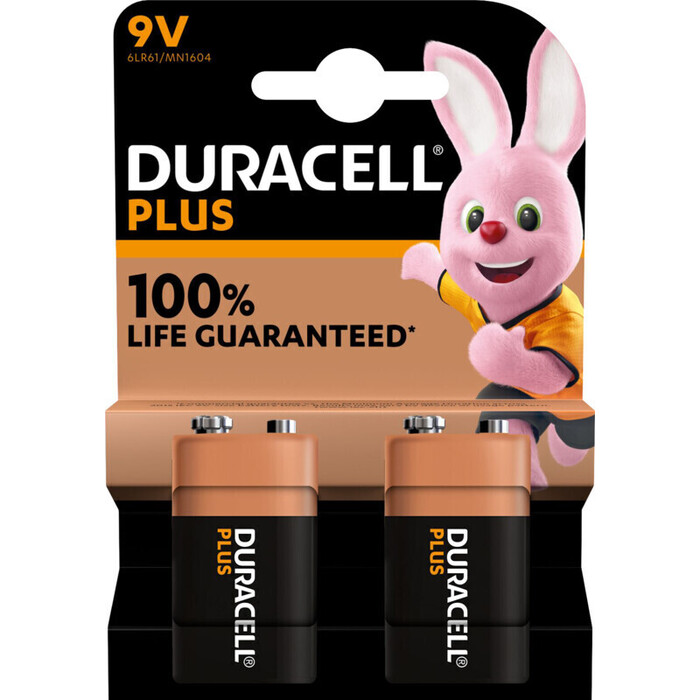 Duracell Plus 9V alkaline batterijen