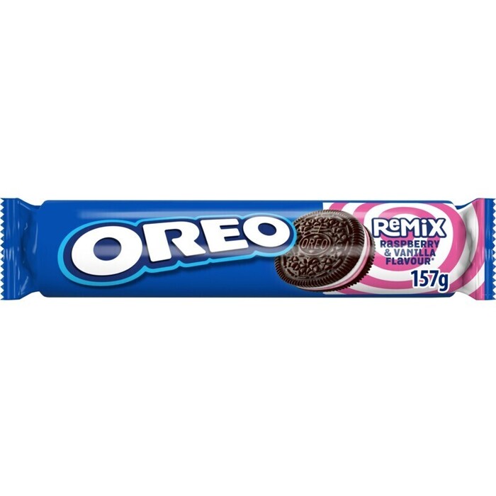 Oreo Remix koekjes frambozen & vanille 157 g (Pak, 157g)