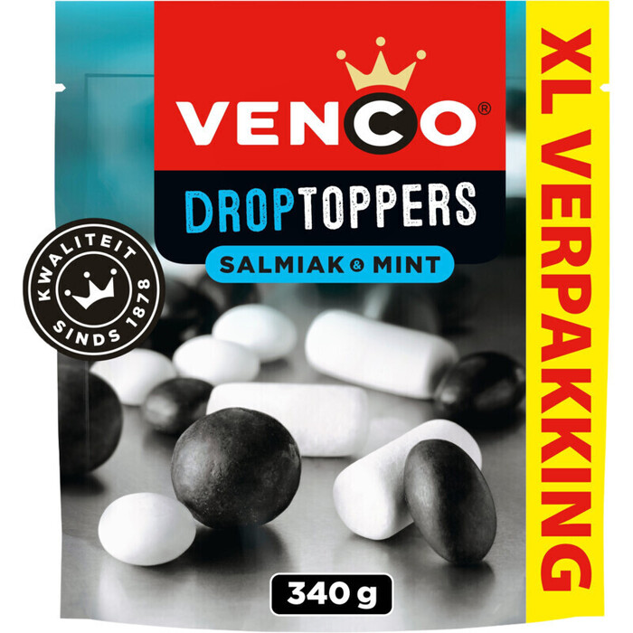 Venco Droptoppers Salmiak & Mint XL Verpakking 340 g (340g)