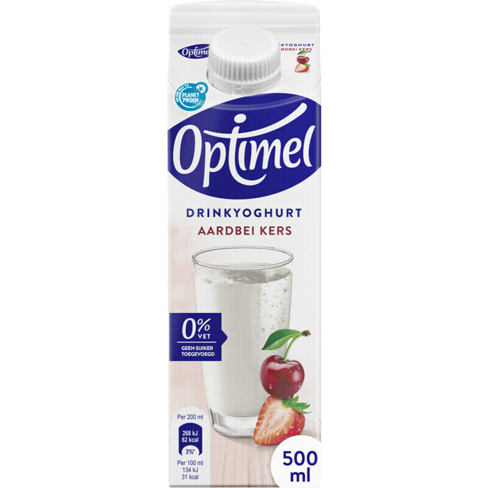 Optimel Drinkyoghurt Aardbei Kers 500ml (0.5L)