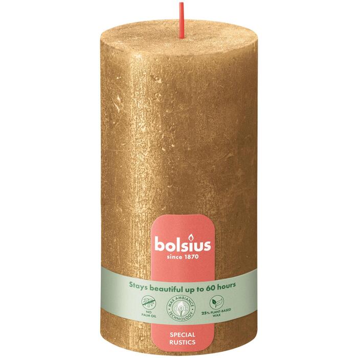 Bolsius Shine rustiek 13 cm goud